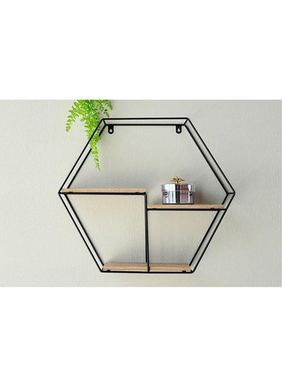 Buy Dranad Hexagon Metal Shelf Natural 48x10x42cm in UAE