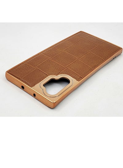 اشتري Samsung Galaxy Note 10+ Plus Leather Phone Case Soft & Full Protection With Metal Sides - Light Brown في مصر