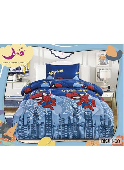 اشتري 3-Piece Printed Comforter Set Polyester Blue/ Red  Single في السعودية