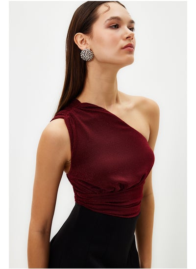 Buy Burgundy Crop Lined Knitted Shiny Bustier TPRSS23BS00011 in Egypt