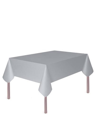 Buy Plastic Tablecloth for Rectangle Table 54" x 72" Disposable Table Cover for Bridal Shower Wedding Birthday Party Decorations (Silver) in UAE