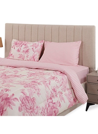 Buy Mariel Super King - Sized Comforter Set Pink And White - 240X260 Cm in UAE