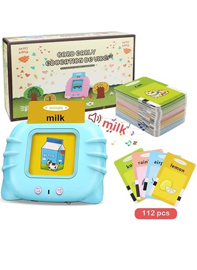 Buy Educational Toy For Kids Listen and Learn Literacy Audible Flash Cards For Toddlers 1 2 3 4 5 6 Years Old Boys Girls Flashcards Device With 112 pcs Double Sided Cards 224 Words Blue Reader in UAE