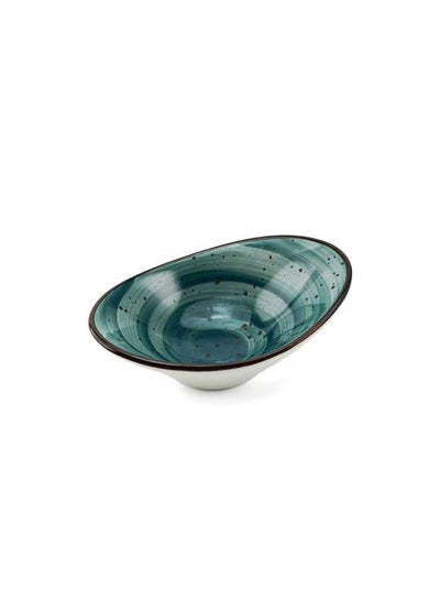 Buy Color Glaze Porcelain Oval Deep Dish 10x7.3x3.5 cm,Green in UAE