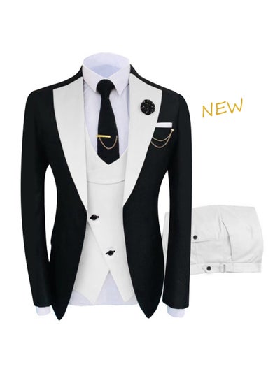 Buy Slim Fit Mens Groomsmen Suit Spring Autumn Party Three-Piece SetWhite White in Saudi Arabia