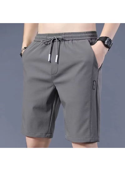 Buy Mens Breathable Ice Silk Shorts 2023 Summer Casual Loose Quick-Dry dark gray in Saudi Arabia