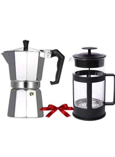 اشتري Aluminium Espresso Percolator Coffee Maker +Coffee Maker French Press Multicolor في مصر