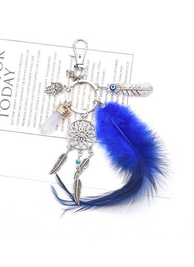 اشتري Floralby Boho Dream Catcher Keychain Opal Stone Tassel Feathers Palm Bag Pendant Keyring في الامارات