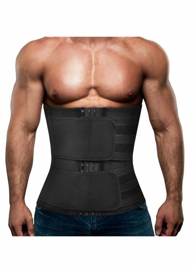 اشتري Waist Trimmer Trainer Belt Workout for Women Men, Slimming Weight Loss Fitness Fat Burner Band Back Support, Abdomen Neoprene Sports Sculpting and Improved Posture (Black) XXL في الامارات