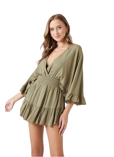 اشتري Plunging Ruffle-Trim Mini Dress في مصر