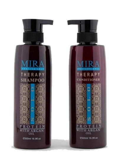 Buy Mira Therapy shampoo and conditioner enriched with argan oil for protein treated hair 500 ml in Saudi Arabia