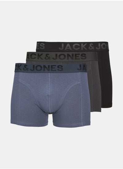 Buy Pack of 3 - Logo Detail Elastic Waistband Trunks in Saudi Arabia