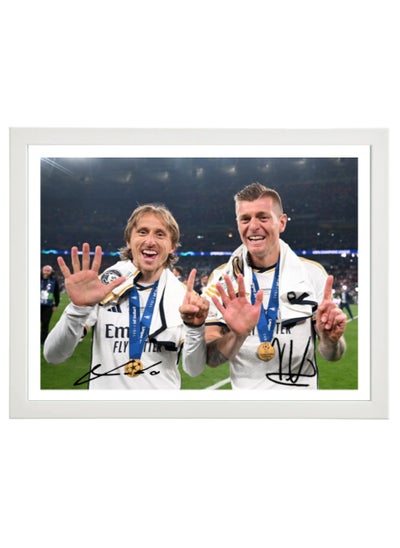 Buy Luka Modric and Toni Kroos Real Madrid Champion of UCL 2024, Soccer Gift , Autographed Poster with Frame 30x40cm in UAE