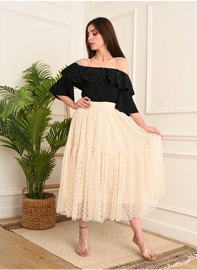 Buy Two-piece set, black blouse and white tulle skirt in Saudi Arabia