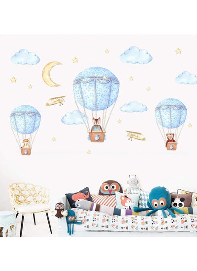 Buy Removable Creative 3D Hot Air Balloon Clean Animals And Smiles Cloud Wall Applique Children'S Room Wall Decor Art Deco Stickers 60X90Cm in UAE