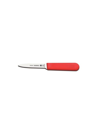 Buy Professional 4 Inches Paring Knife with Stainless Steel Blade and Red Polypropylene Handle with Antimicrobial Protection in UAE