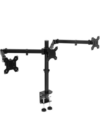 اشتري Triple Monitor Mount | 3 Screen Desk Stand with Clamp and Grommet Base | Fits 24, 27, 32 Inch Displays | Universal VESA 75x75 and 100x100 Compatible في الامارات