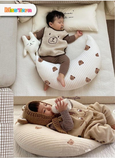 Buy Moon-Shaped Baby sleeping pillows Newborn Baby Nursing Pillows Bottle Feeding, Infant Support Washable U-Shaped Pillow in UAE