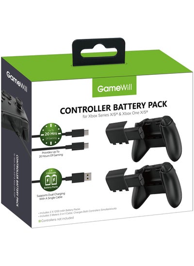 Buy Rechargeable Controller Battery Pack [2-PACK] with [1200 mAh HIGH POWER capacity] for Xbox Series X and Series S (also compatible with Xbox Series One X/S) - Black in UAE