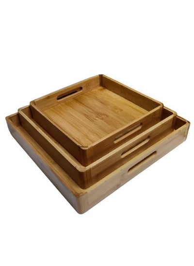 Buy 3-Piece Square Bamboo Serving Trays Set in UAE