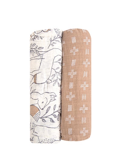 Buy 2 Pieces Ezra Swaddle Wraps, Copper Dash And Ezra Print in UAE