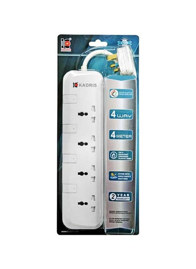 اشتري Power Strips CG7004 Heavy Duty Extension Cord with 4 way Outlets with switches, Charging Socket with 4 meter Heat resistant  Extension Cord (White) في الامارات