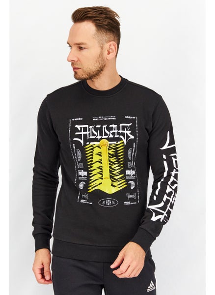 اشتري Men Crew Neck Graphic Print Long Sleeves Sweatshirt, Black في الامارات