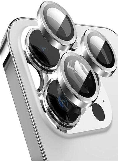 اشتري EKAM Camera Lens Protector for iPhone 13 Pro 6.1-Inch and iPhone 13 Pro Max 6.7-Inch 9H Tempered Glass Aluminum Alloy Metal Individual Ring Cover HD Clear Bubble Free Protection (Silver) في مصر