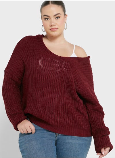 Buy Wide Sleeve V Neck Sweater in UAE