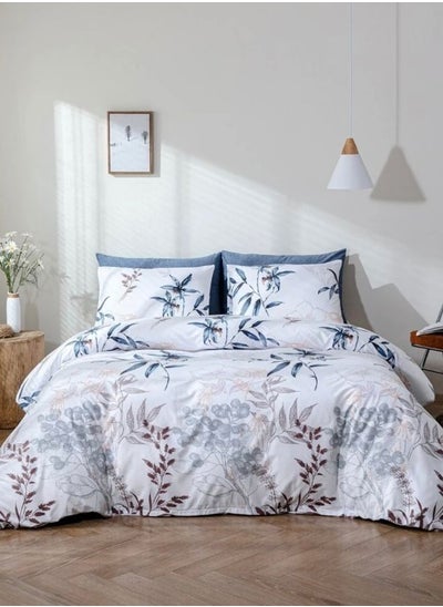 Buy Various Sizes Bedding Set without filler White Color Classy Small Leaves Design in UAE