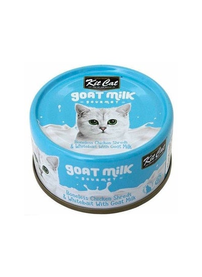 Buy Kit Cat Boneless Chicken Shreds & Whitebait With Goat Milk 70g in Saudi Arabia