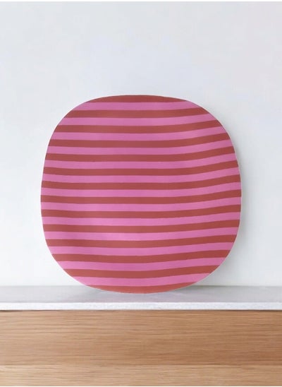 Buy Pink Striped Square Dinner Plate 26 cm ( Heat resistant opalware ) in Egypt