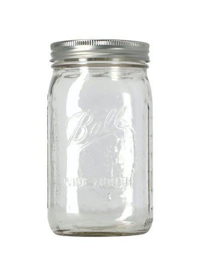 Buy 12-Piece Wide Mouth Glass Mason Jar with Airtight Lid Clear and Silver 946ml 67000 in Saudi Arabia