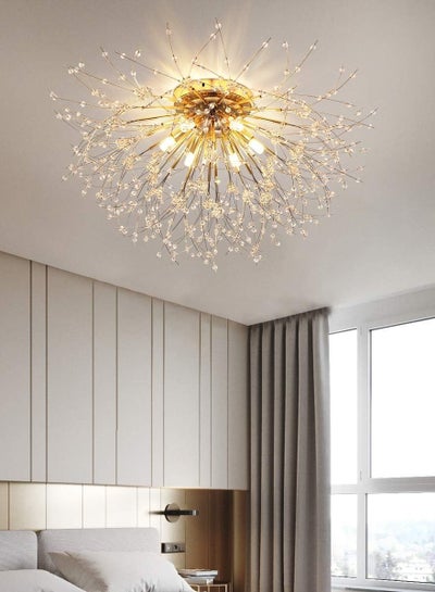 Buy 6 Head Gold Dandelion Crystal Ceiling Lamp G9 LED 3000K Living Room Bedroom Dining Room Lamps in UAE