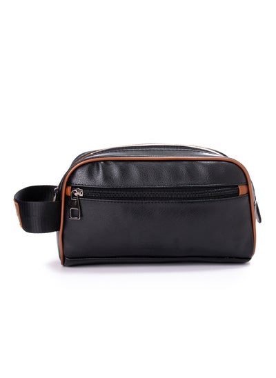 اشتري Shield Faux Leather Clutch Bag 2 Pockets - Black في مصر