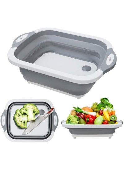 Buy Foldable Multifunction Chopping Board, Collapsible Dish Tub Basin Cutting Board Colander, Vegetable Fruit Wash And Drain Sink Storage Basket, in UAE