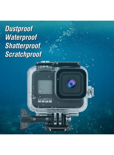اشتري Waterproof Housing Case for GoPro Hero 8 Black, 60M Underwater Dive Protective Shell with Mount & Thumbscrew with an Extra Clip في الامارات