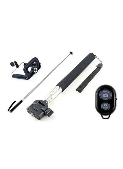 اشتري Selfie Stick Monopod With Bluetooth Remote Shutter Black في السعودية