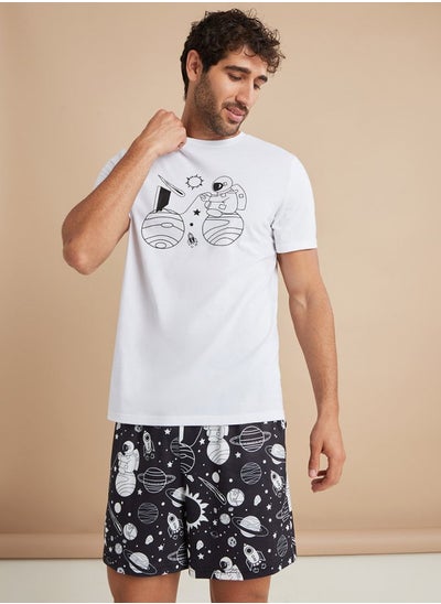 Buy Space Print T-shirt and Short Set in Saudi Arabia