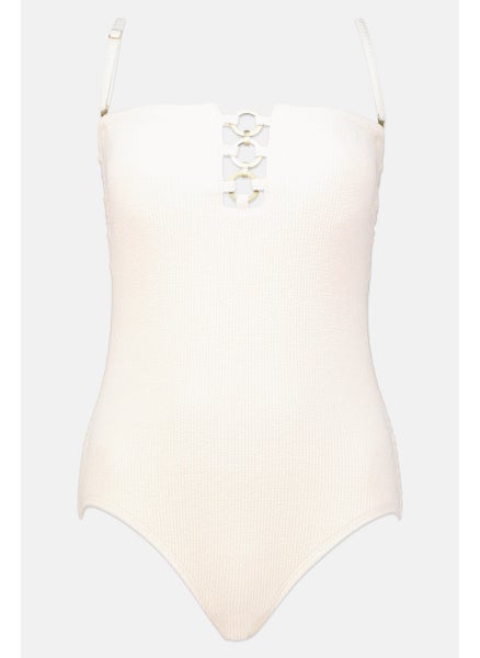 اشتري Women Padded Textured One Piece, Ivory في الامارات