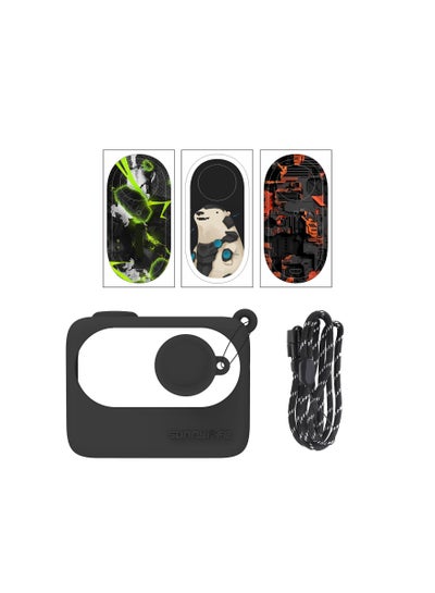 اشتري Silicone Case Camera Sticker Lens Cover for Insta360 Go3, Protective Case with Lanyard Anti-Scratch Skin Camera Accessories, Host Lens Fully Wrapped, Waterproof for Travel, Sports(Black) في السعودية