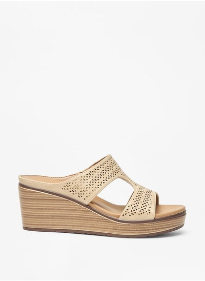 اشتري Women's Textured Slip-On Sandals with Wedge Heels في السعودية