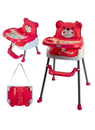 Buy Three In One Portable Foldable Eating Chair Bear Design Baby Highchair Short Chair Booster Chair With Removable Cushion in UAE