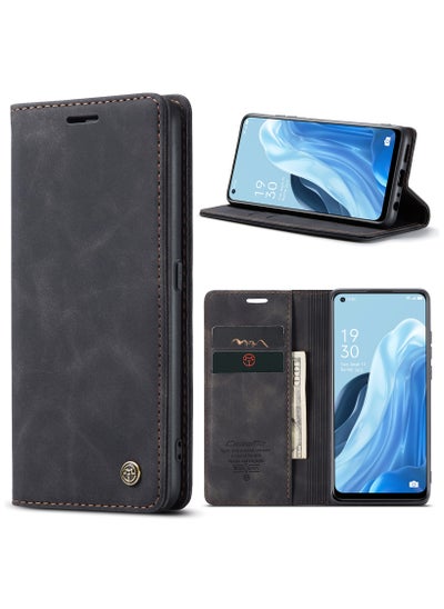 Buy CaseMe Oppo Reno 7 4G/ 21 Pro 4G/Reno 8 4G Case Wallet Case Book Folding Flip Folio Case with Magnetic Kickstand Card Slots Protective Cover - Black in Egypt