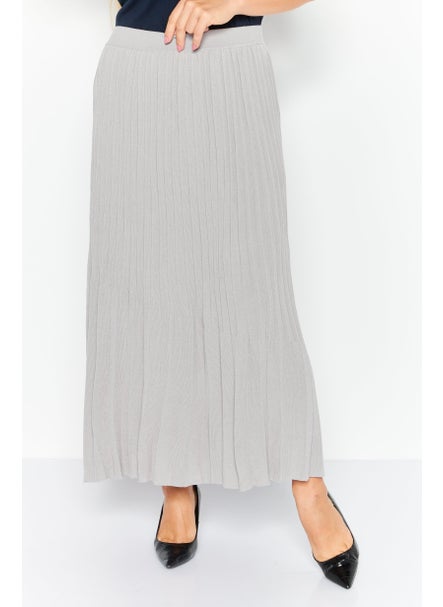 Buy Women Pleated Maxi Skirt, Grey in UAE