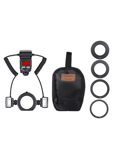 اشتري E-TTL Macro Flash Speedlite 5600K with 2pcs Flash Heads and 4pcs Adapter Rings for Canon EOS 1Dx 5D3 6D 7D 70D 80D Cameras في السعودية