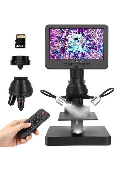 Buy AD246S-P HDMI Digital Microscope with 7'' Screen, 4000x 3 Lens 2160P UHD Video Record, Coin Microscope for Error Coins, Biological Microscope Kit for Adults and Kids, Prepred Slides in UAE