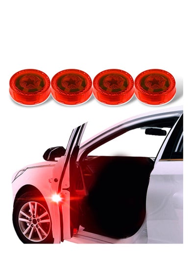 Buy Universal Wireless Car Door LED Warning Lights, Car Door Warnning Lights, Roadside Flashing Flares Safety Warning Light, Waterproof Design, Strobe Lights for Anti rear-end Collision (Red) (4PCS) in UAE