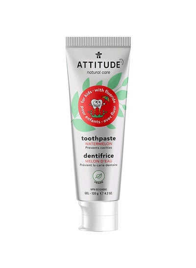 اشتري Kids Natural Toothpaste With Fluoride, Prevents Tooth Decay, Cavities, Vegan And Sugar-Free, Watermelon, 120 Grams في الامارات