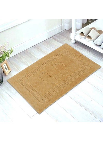 Buy Cloud Touch Super Fine Zero Bathmat 100% Cotton Pile Soft Non Slip Quick Dry Super Absorbent Bathroom Floor Mats L 48 x W 78 cm Beige in UAE